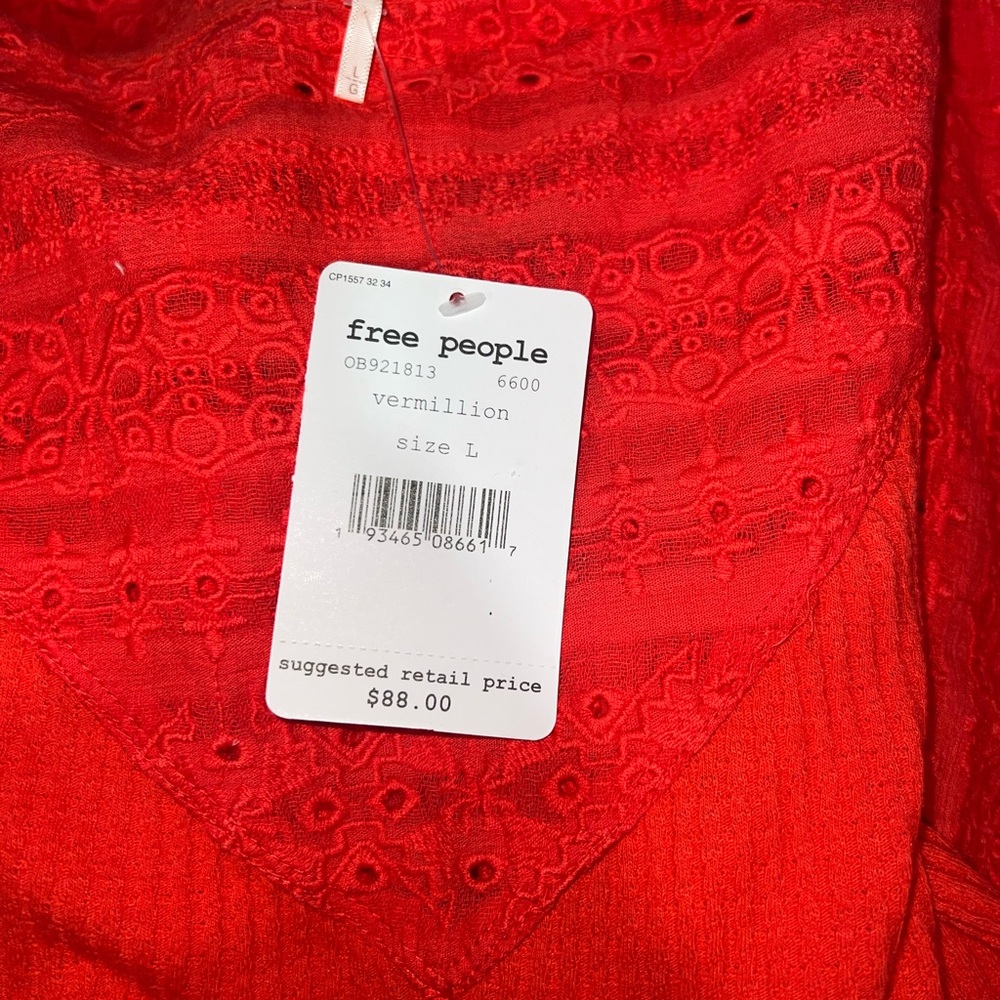 𐙚⋆˚✿˖° Boho Red Lace-Trimmed Top 𐙚⋆˚✿˖° - Picture 4 of 8
